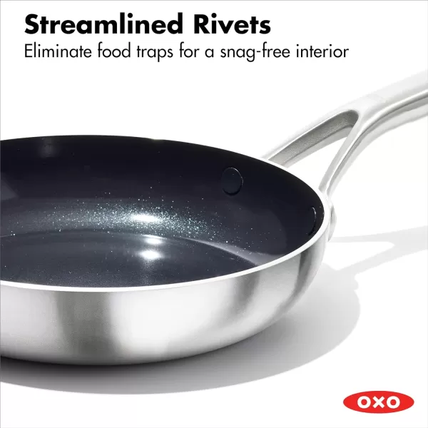 OXO Mira Tri-Ply Stainless Steel PFAS-Free Nonstick, 12" Frying Pan Skillet, Induction, Multi Clad, Dishwasher and Metal Utensil Safe