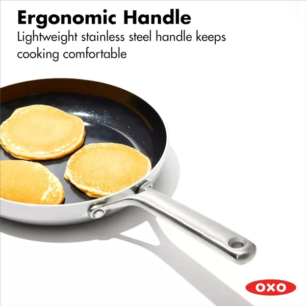 OXO Mira Tri-Ply Stainless Steel PFAS-Free Nonstick, 12" Frying Pan Skillet, Induction, Multi Clad, Dishwasher and Metal Utensil Safe