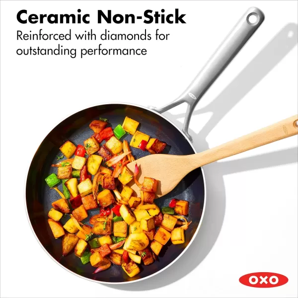 OXO Mira Tri-Ply Stainless Steel PFAS-Free Nonstick, 12" Frying Pan Skillet, Induction, Multi Clad, Dishwasher and Metal Utensil Safe