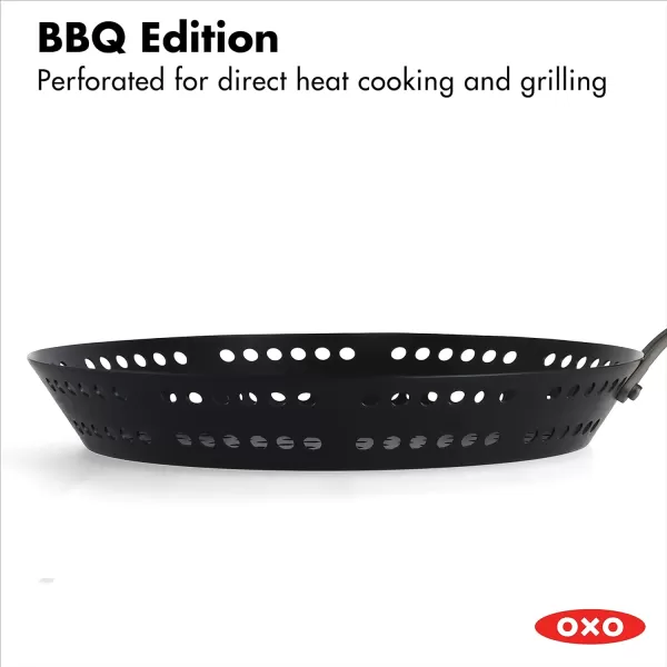 OXO Obsidian Pre-Seasoned Carbon Steel, 8" Frying Pan Skillet with Removable Silicone Handle Holder, Induction, Oven Safe, 1.8 Liters, Black