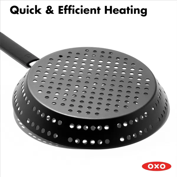 OXO Obsidian Pre-Seasoned Carbon Steel, 8" Frying Pan Skillet with Removable Silicone Handle Holder, Induction, Oven Safe, 1.8 Liters, Black