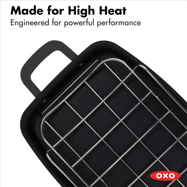 OXO Obsidian Pre-Seasoned Carbon Steel, 8" Frying Pan Skillet with Removable Silicone Handle Holder, Induction, Oven Safe, 1.8 Liters, Black