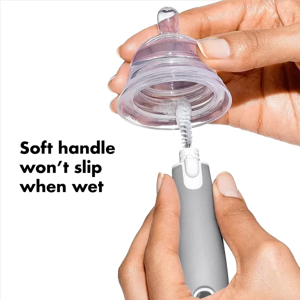 OXO Tot Bottle Brush with Nipple Cleaner, Gray, 1 Count 