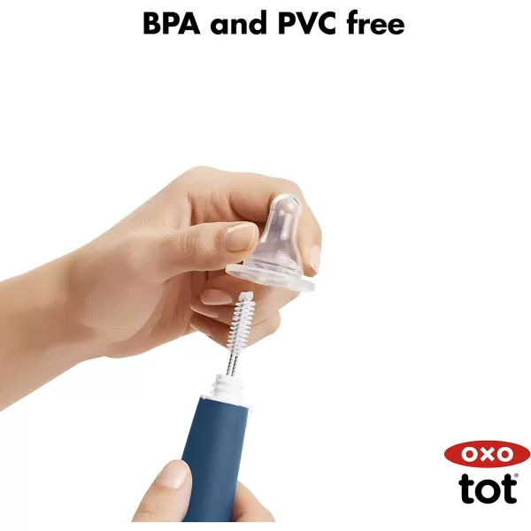 OXO Tot Bottle Brush with Nipple Cleaner, Gray, 1 Count 