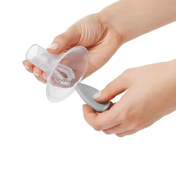 OXO Tot Breast Pump Parts Compact Drying Rack with Detail Brushes, Gray, 2 Piece Set