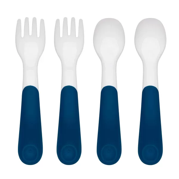 OXO Tot Plastic Fork and Spoon Set - Opal and Blossom