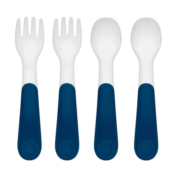 OXO Tot Plastic Fork and Spoon Set - Opal and Blossom