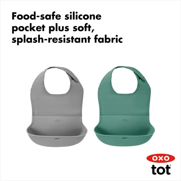 OXO Tot Roll-Up Bib - 2 Pack - Drizzle and Dusk