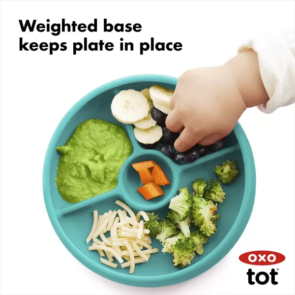 OXO Tot Silicone Divided Plate Navy , 6.8x1.3 Inch 
