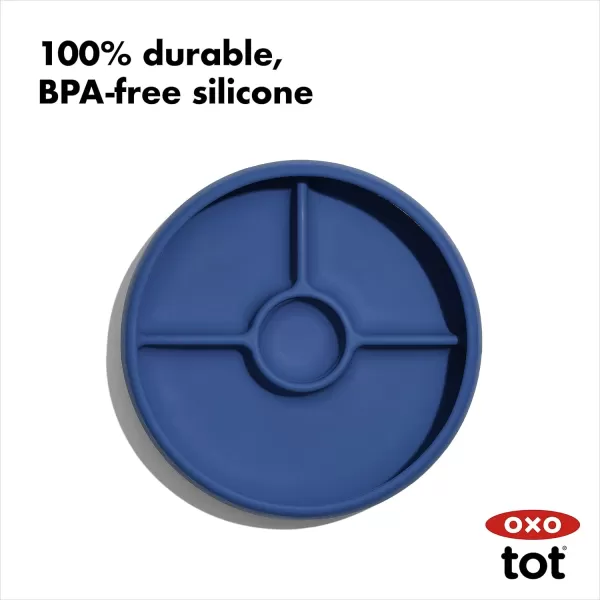 OXO Tot Silicone Divided Plate Navy , 6.8x1.3 Inch 