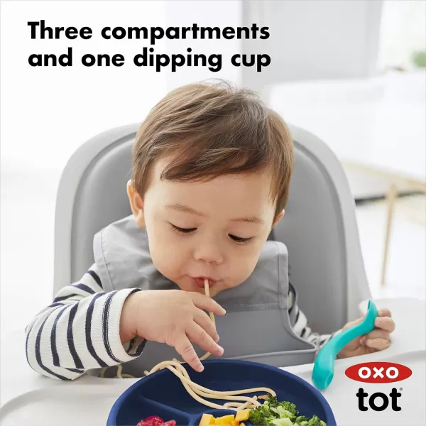 OXO Tot Silicone Divided Plate Navy , 6.8x1.3 Inch 