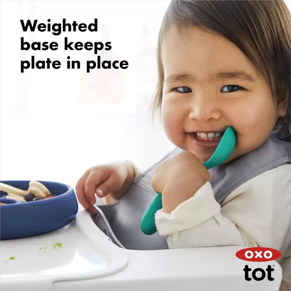 OXO Tot Silicone Divided Plate Navy , 6.8x1.3 Inch 