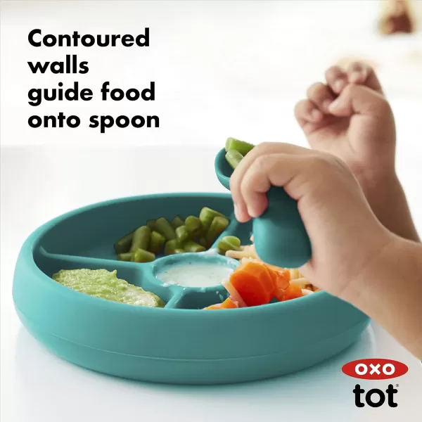 OXO Tot Silicone Divided Plate Navy , 6.8x1.3 Inch 