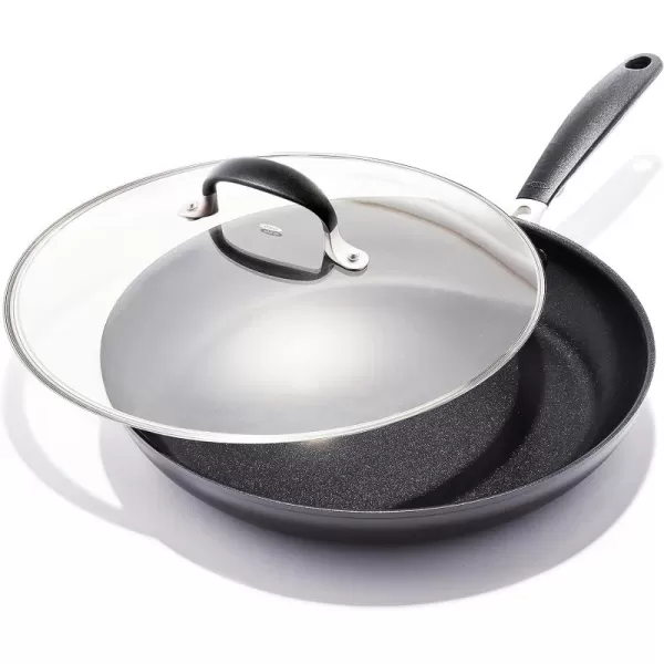 OXO Good Grips 12" Frying Pan Skillet, 3-Layered German Engineered Nonstick Coating, Stainless Steel Handle with Nonslip Silicone, Black