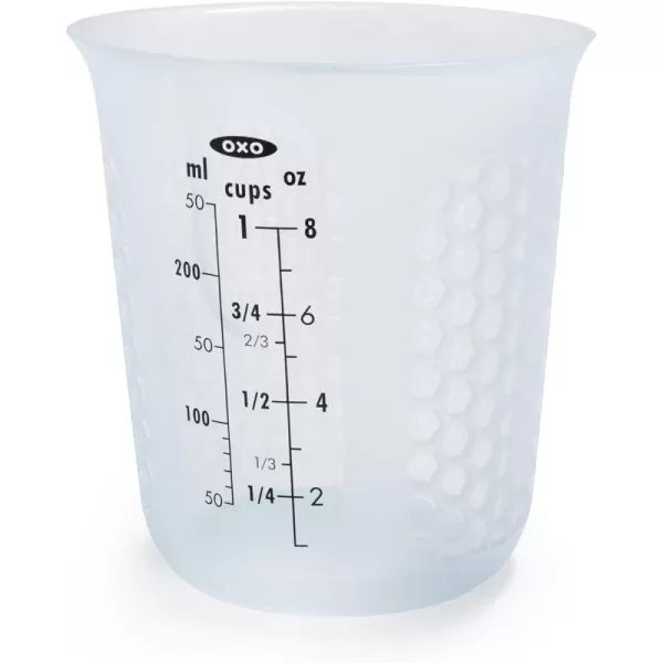 OXO Good Grips 3 Piece Squeeze &amp; Pour Silicone Measuring Cup Set, Blue