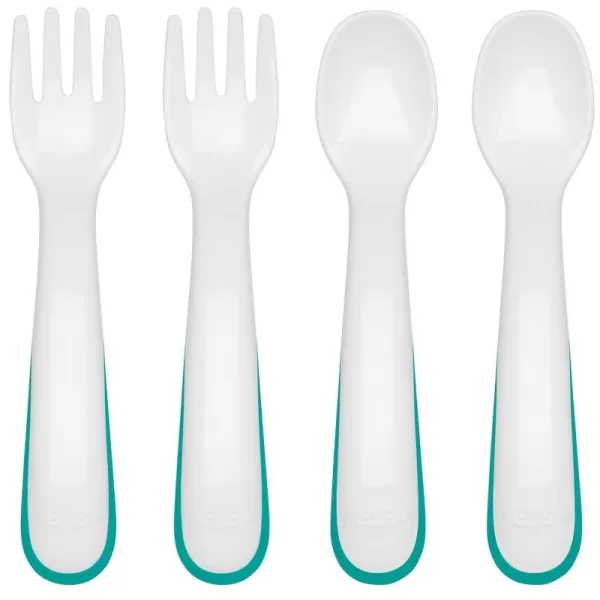 OXO Tot Plastic Fork and Spoon Set - Opal and Blossom