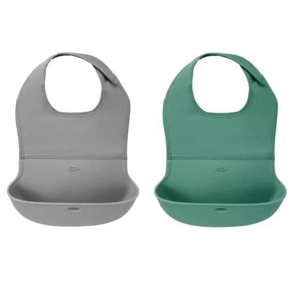 OXO Tot Roll-Up Bib - 2 Pack - Drizzle and Dusk