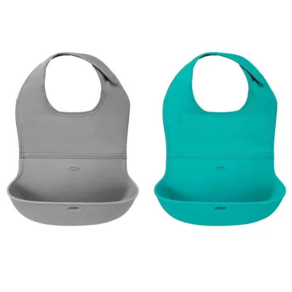 OXO Tot Roll-Up Bib - 2 Pack - Drizzle and Dusk