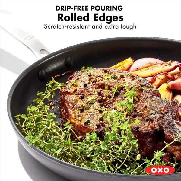 OXO Enhanced, 12" Frying Pan Skillet with Lid, Healthy Ceramic Nonstick, PFAS-Free, Stainless Steel Handle, Dishwasher Safe, Oven Safe, Black