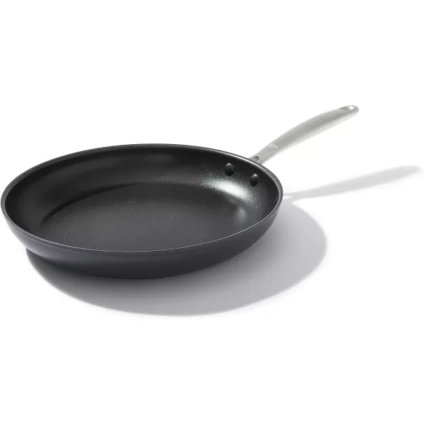 OXO Enhanced, 12" Frying Pan Skillet with Lid, Healthy Ceramic Nonstick, PFAS-Free, Stainless Steel Handle, Dishwasher Safe, Oven Safe, Black