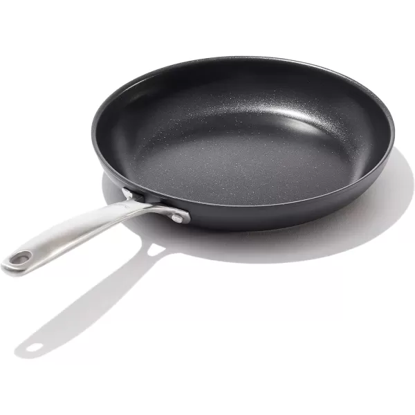 OXO Enhanced, 12" Frying Pan Skillet with Lid, Healthy Ceramic Nonstick, PFAS-Free, Stainless Steel Handle, Dishwasher Safe, Oven Safe, Black