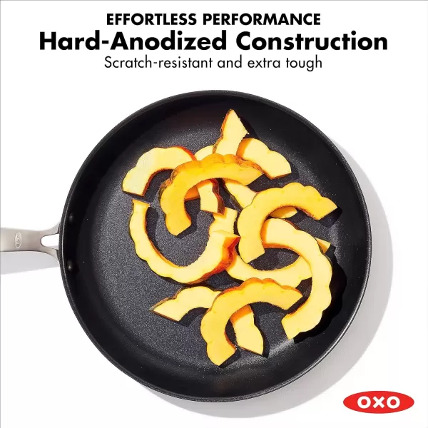 OXO Enhanced, 12" Frying Pan Skillet with Lid, Healthy Ceramic Nonstick, PFAS-Free, Stainless Steel Handle, Dishwasher Safe, Oven Safe, Black