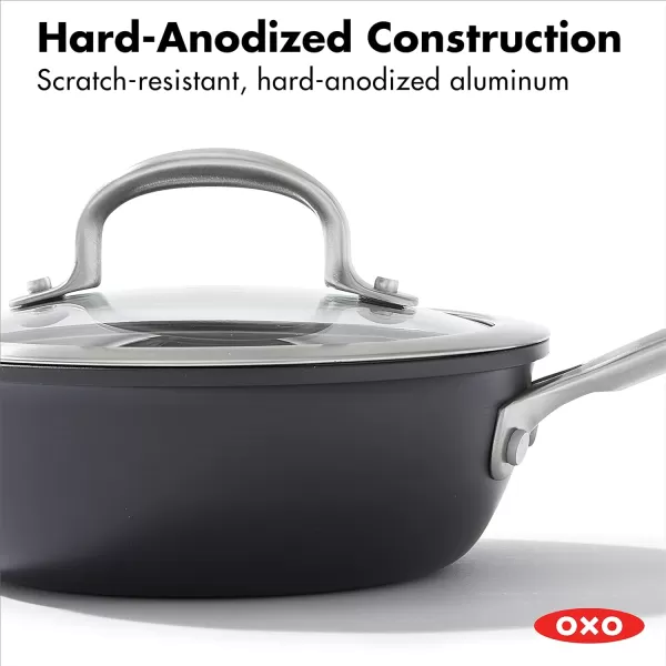 OXO Enhanced, 8" 10" and 12" 3 Piece Frying Pan Skillet Set, Healthy Ceramic Nonstick, PFAS-Free, Stainless Steel Handle, Dishwasher Safe, Oven Safe, Black
