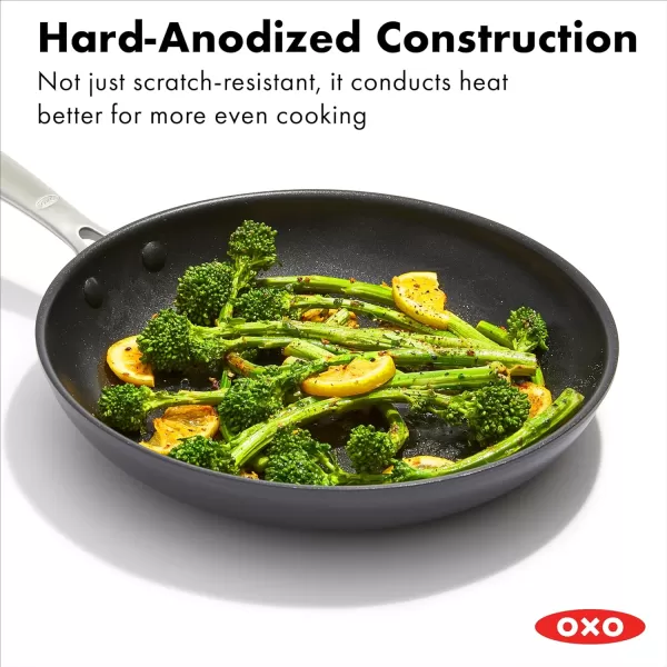 OXO Enhanced, 8" and 10" Frying Pan Skillet Set, Healthy Ceramic Nonstick, PFAS-Free, Stainless Steel Handle, Dishwasher Safe, Oven Safe, Black