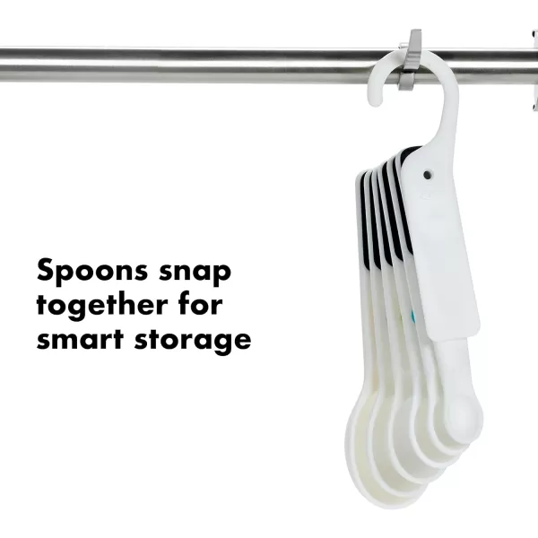 OXO Good Grips 6-Piece Plastic Measuring Spoons with Scraper- White