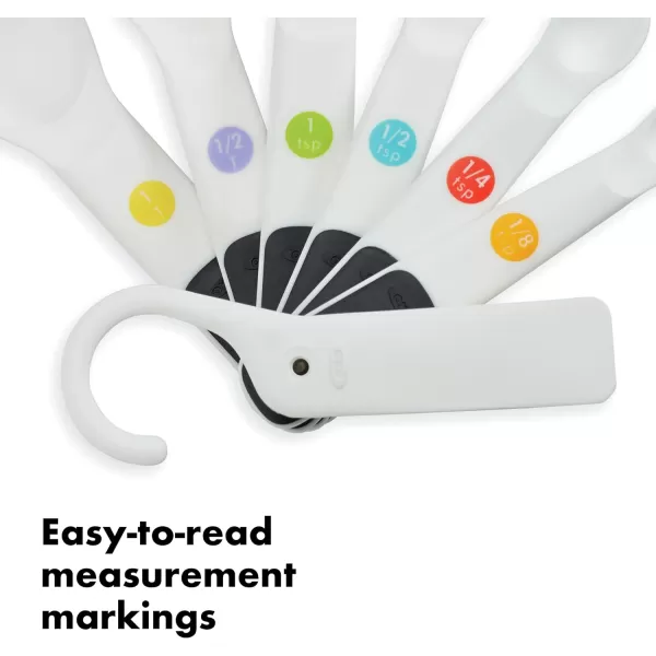 OXO Good Grips 6-Piece Plastic Measuring Spoons with Scraper- White