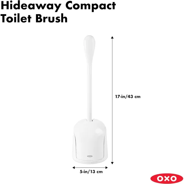 OXO Good Grips Compact Toilet Brush &amp; Canister, White, 6" x 4-3/4" x 17-1/4" h
