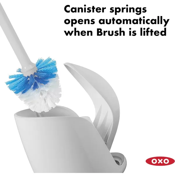 OXO Good Grips Compact Toilet Brush &amp; Canister, White, 6" x 4-3/4" x 17-1/4" h