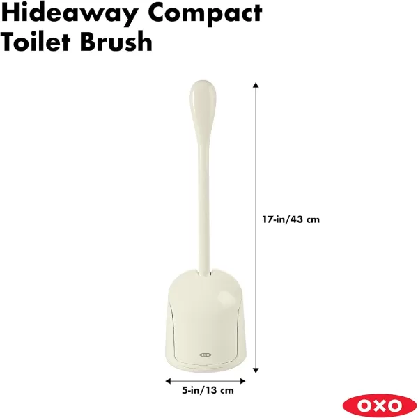 OXO Good Grips Compact Toilet Brush &amp; Canister, White, 6" x 4-3/4" x 17-1/4" h
