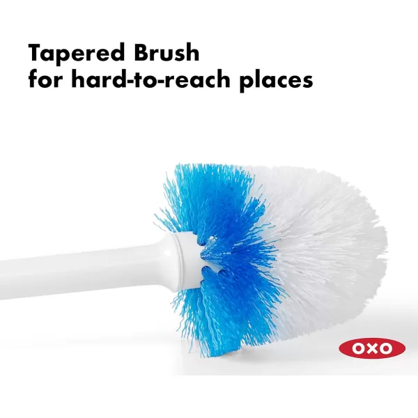OXO Good Grips Compact Toilet Brush &amp; Canister, White, 6" x 4-3/4" x 17-1/4" h