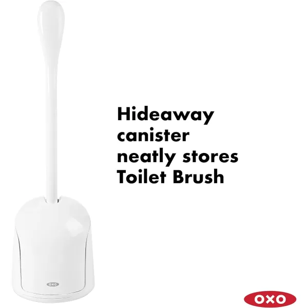 OXO Good Grips Compact Toilet Brush &amp; Canister, White, 6" x 4-3/4" x 17-1/4" h