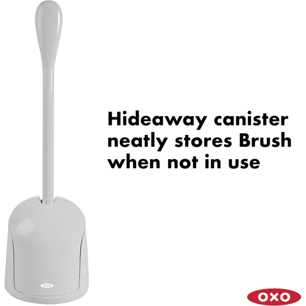 OXO Good Grips Compact Toilet Brush &amp; Canister, White, 6" x 4-3/4" x 17-1/4" h