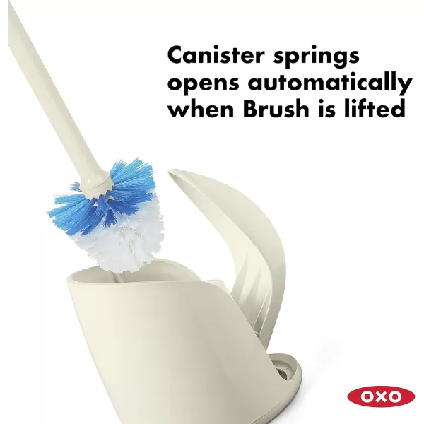 OXO Good Grips Compact Toilet Brush &amp; Canister, White, 6" x 4-3/4" x 17-1/4" h