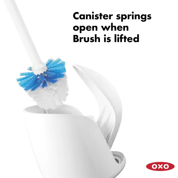 OXO Good Grips Compact Toilet Brush &amp; Canister, White, 6" x 4-3/4" x 17-1/4" h