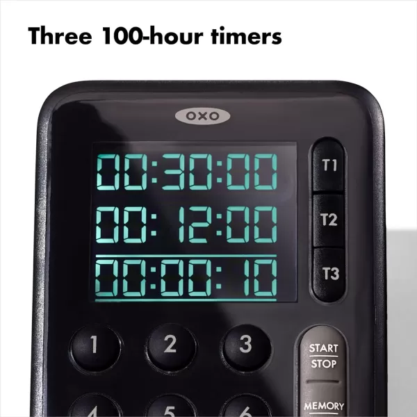 OXO Good Grips Digital Triple Kitchen Timer - Black