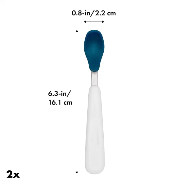 OXO Tot Feeding Spoon Set with Soft Silicone - Opal and Blossom