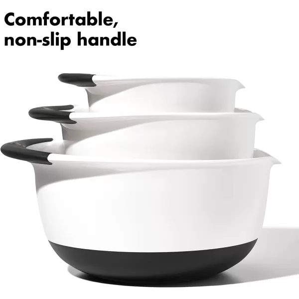 OXO,plastic Good Grips 3-Piece Mixing Bowl Set – Blueberry, Jam &amp; Seltzer Handles​,4.7 LITERS, Large