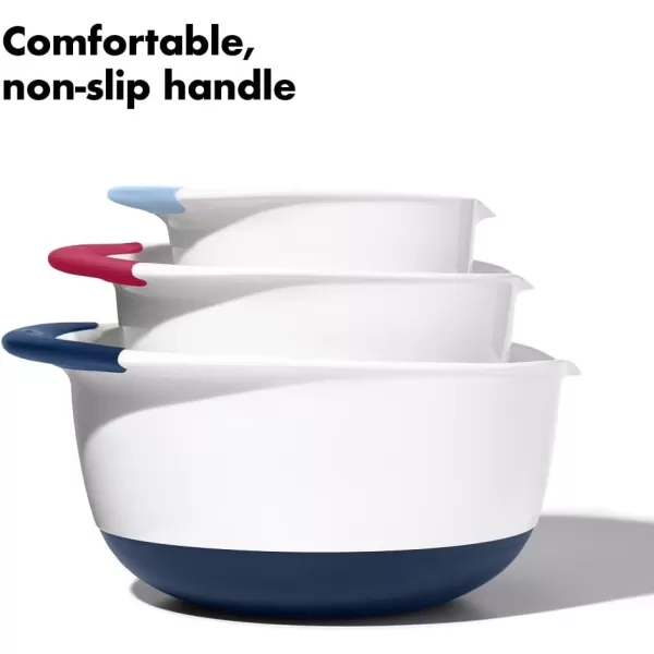 OXO,plastic Good Grips 3-Piece Mixing Bowl Set – Blueberry, Jam &amp; Seltzer Handles​,4.7 LITERS, Large