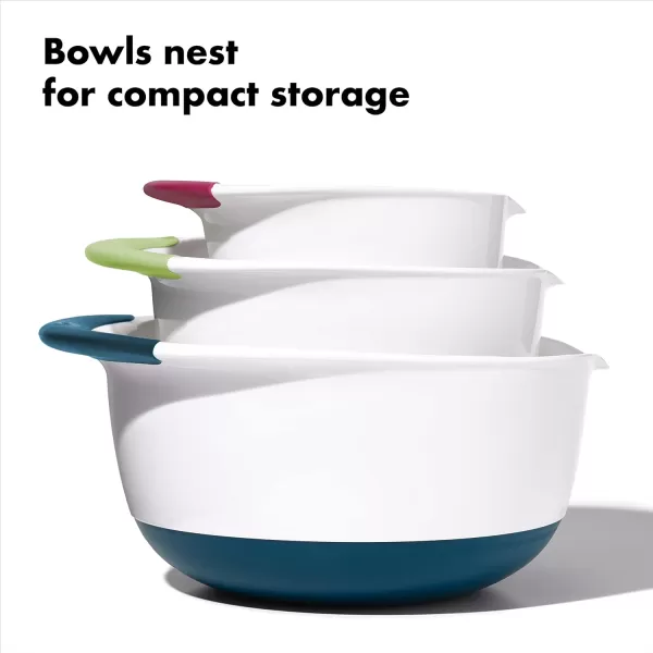 OXO,plastic Good Grips 3-Piece Mixing Bowl Set – Blueberry, Jam &amp; Seltzer Handles​,4.7 LITERS, Large