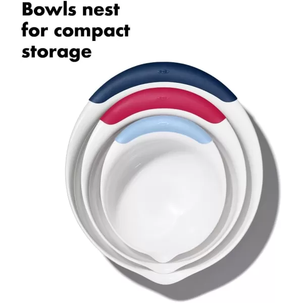 OXO,plastic Good Grips 3-Piece Mixing Bowl Set – Blueberry, Jam &amp; Seltzer Handles​,4.7 LITERS, Large