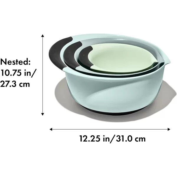 OXO,plastic Good Grips 3-Piece Mixing Bowl Set – Blueberry, Jam &amp; Seltzer Handles​,4.7 LITERS, Large