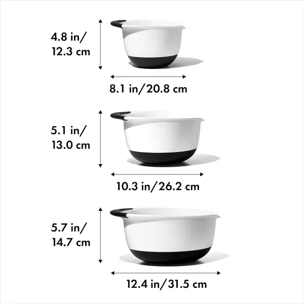 OXO,plastic Good Grips 3-Piece Mixing Bowl Set – Blueberry, Jam &amp; Seltzer Handles​,4.7 LITERS, Large