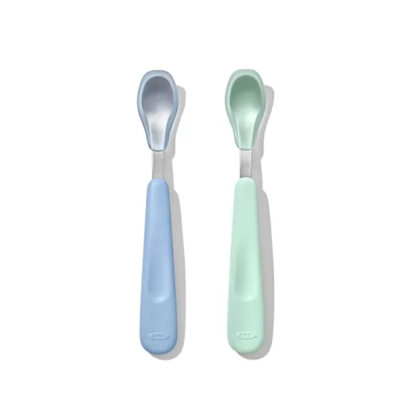 OXO Tot Feeding Spoon Set with Soft Silicone - Opal and Blossom