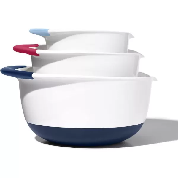 OXO,plastic Good Grips 3-Piece Mixing Bowl Set – Blueberry, Jam &amp; Seltzer Handles​,4.7 LITERS, Large