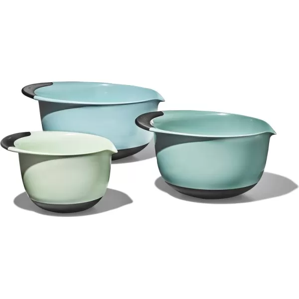 OXO,plastic Good Grips 3-Piece Mixing Bowl Set – Blueberry, Jam &amp; Seltzer Handles​,4.7 LITERS, Large