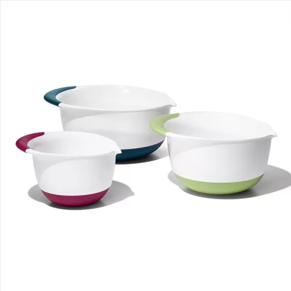 OXO,plastic Good Grips 3-Piece Mixing Bowl Set – Blueberry, Jam &amp; Seltzer Handles​,4.7 LITERS, Large